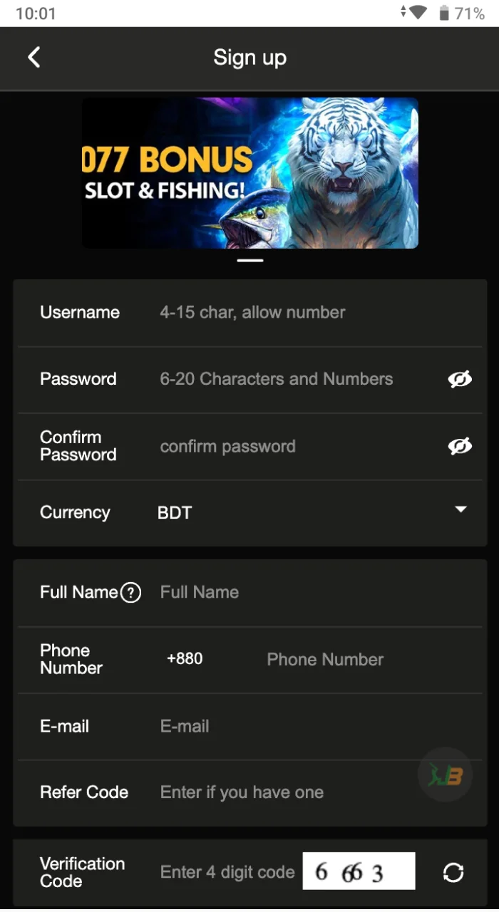 Register on the JeetBuzz online casino website and claim your bonus.